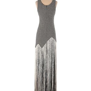 Black and White Fringe Maxi Dress
